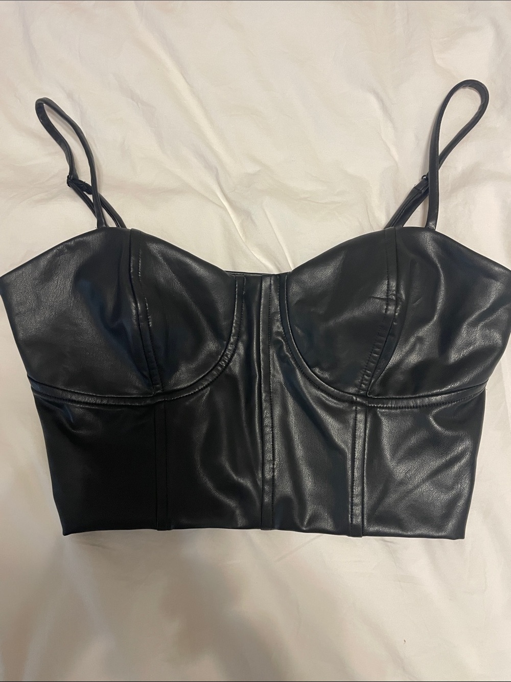 Express Black Faux Leather Bustier Camisole